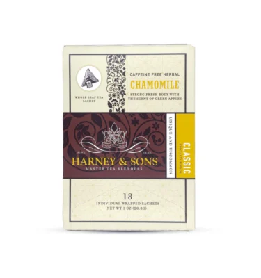 Harney & Sons WS Chamomile Herbal 18 per stuk verpakte pyramide buidels in een doosje